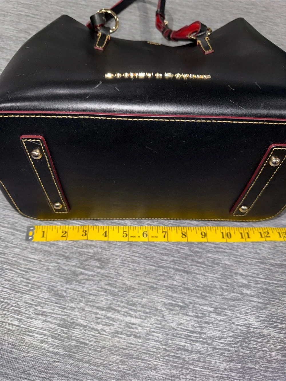 Dooney & Bourke Black Leather Tote with Red Trim - Picture 12 of 13